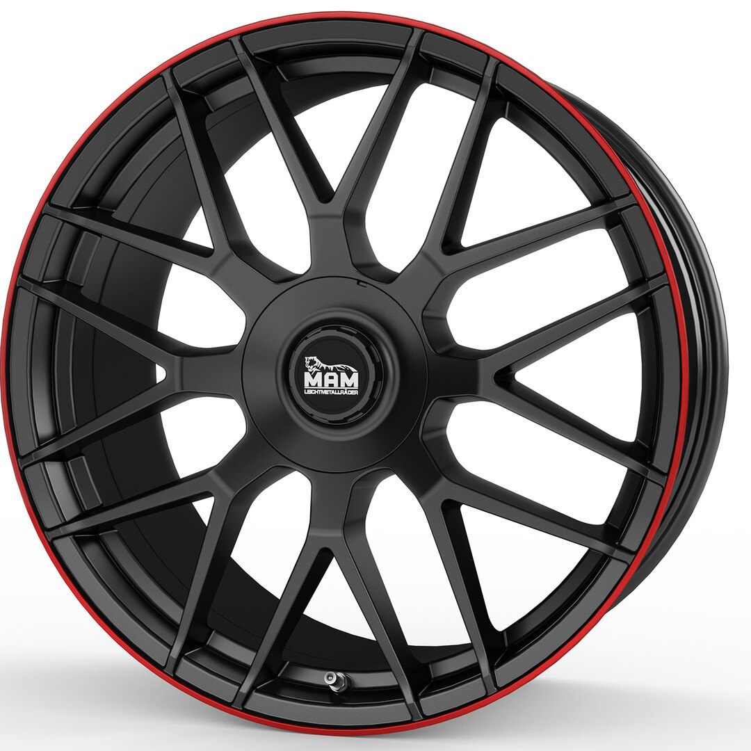 MAM GT1 8,5x19 ET45 5x100 / 5x112 schwarz with red Lip Satzpreis