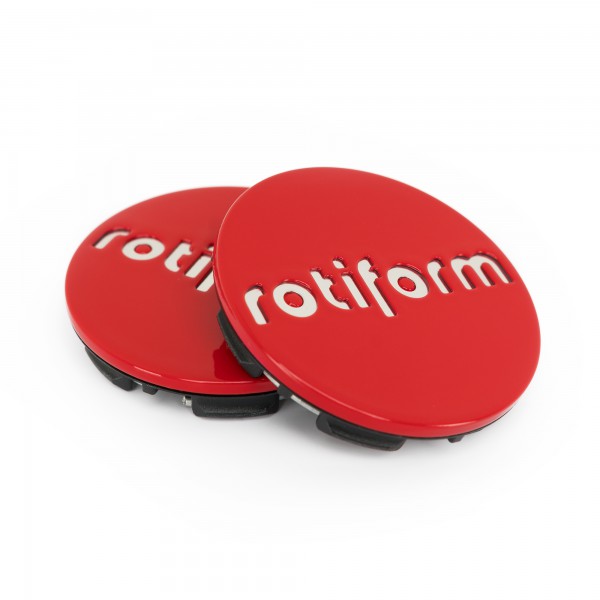 Rotiform Nabendeckel in Rot / Silber